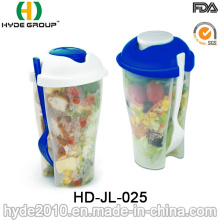 Recipiente de salada de alta qualidade copo Shaker plástico com garfo (HDP-2018)